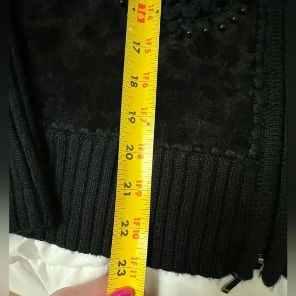 VTG Embroidered Beaded Wool Suede Fitted  Zip Up Jacket Sweater Grannycore Fun - Picture 12 of 16